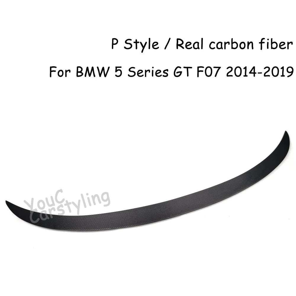 F07 P Style Real Carbon Fiber Rear Spoiler Wing for BMW 5 Series GT F07 Trunk Boot Lip Spoiler 535i 550i 2014-2019