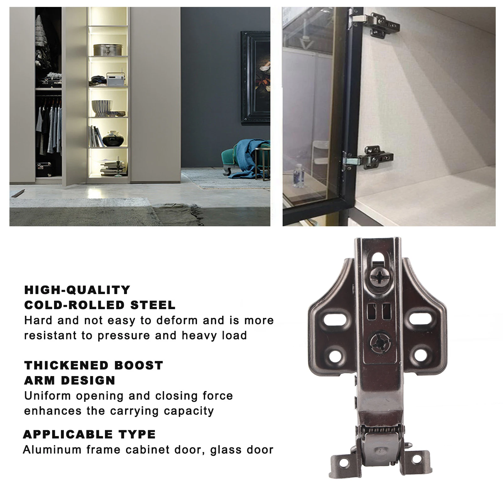 Home Improvement Hydraulic Mute Aluminum Frame Door Hinge Punch  Wardrobe Cabinet Door Hinge Hardware Silent Closing Hinge