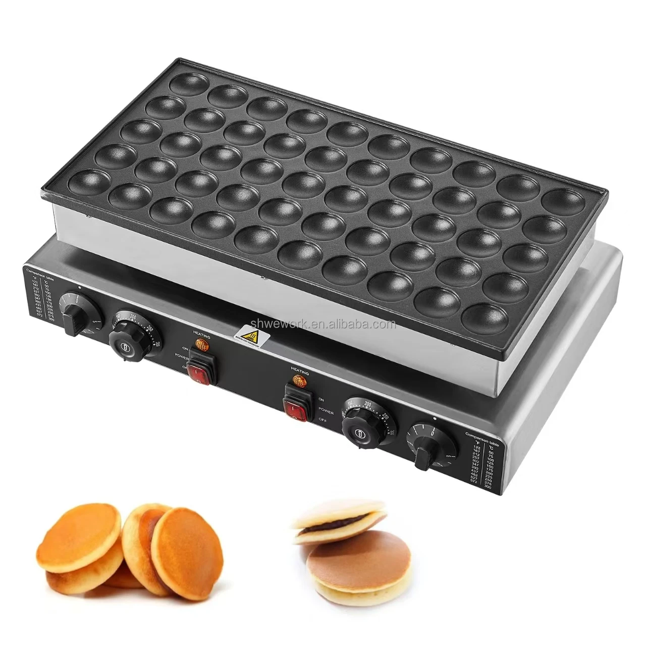 WeWork Commercial Dorayaki Baker 50PCS Crepe and Pancake Machine 1700W Non-stick Waffle Machine Mini Dutch Pancake Maker