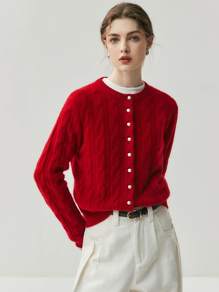 CHICUU المرأة س الرقبة الكشمير سترة 100% سترة الكشمير المعنقة كابل متماسكة Preppy نمط سترة معطف الخريف الشتاء الملابس القمم