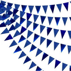 Royal Blue Triangle Flag Pennant Banner Bunting for Graduation Birthday Wedding Nautical Ahoy Achor Theme Party Supplies