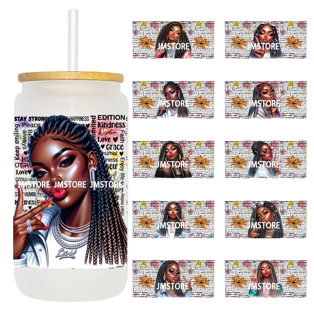 

Fashion Girls Positive Quotes UV DTF Cup Wrap Ready To Apply Transfer Stickers Durable Prints For 16OZ Libbey Glass Can Tumbler
