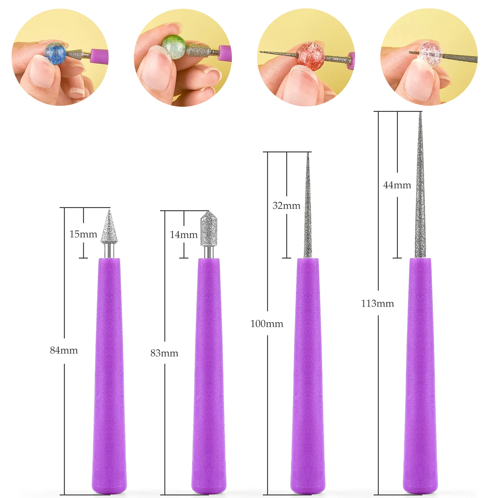 Diamond Reaming Needle Drill Grinding Shaped File DIY Enlargement Bead Hole Reamer Pearls Crystals Jewelry Jades Processing Tool