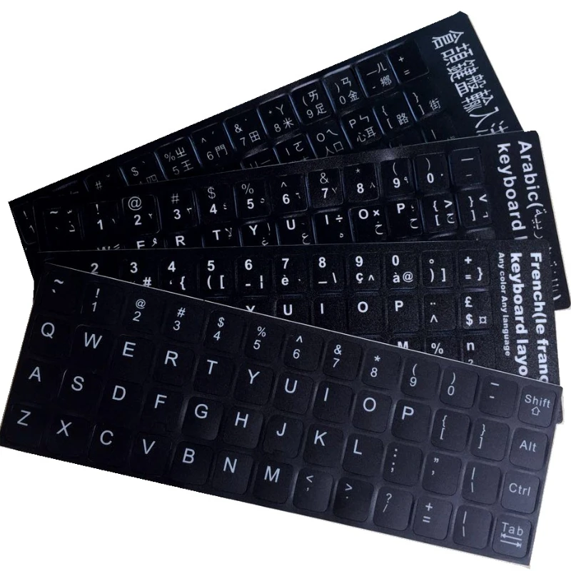 

Customized Keyboard Stickers Letter Protective Film Alphabet Layout For Laptop PC Spanish/English/Russian/Arabic/French Language