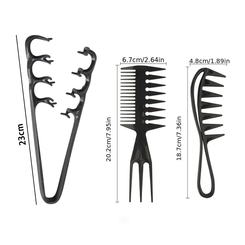 2/3pcs Comb Set Volumizing Wide-Tooth Fluffy Texture Brush V-shaped Flat Comb with Fish Bone Shape Hair Styling Tools Salon