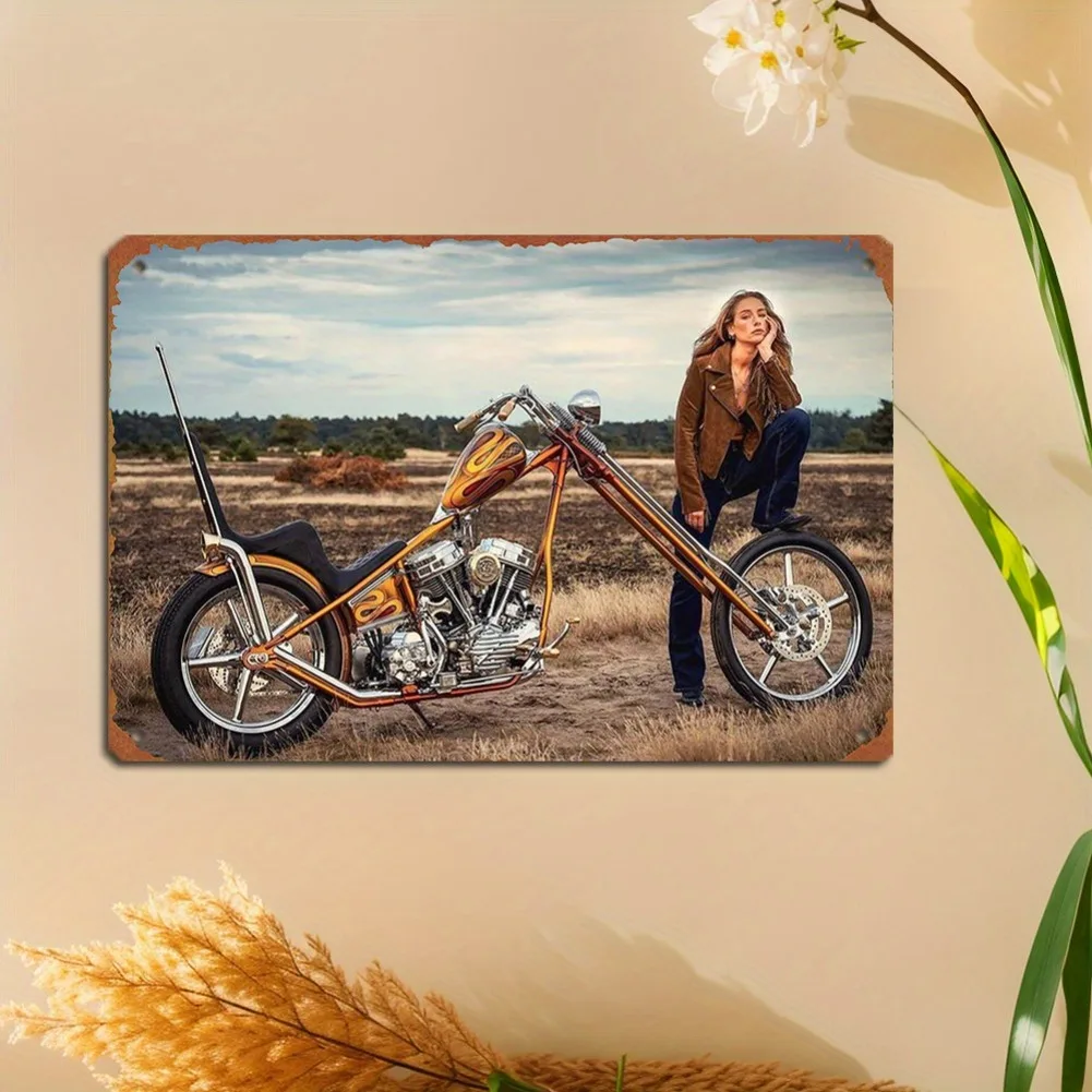 Tin Sign - Vintage Durable Metal Plaque Wall Decor, Home Office Bar Man Cave Chopper Motorcycle Biker Girl Wall Art