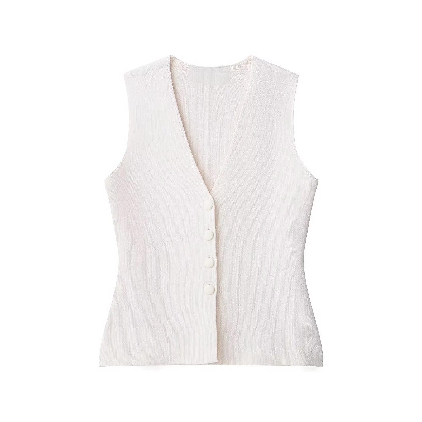 

MYST&ZA2025 autumn new women's clothing simple and elegant lining button-decorated V-neck sleeveless knitted vest