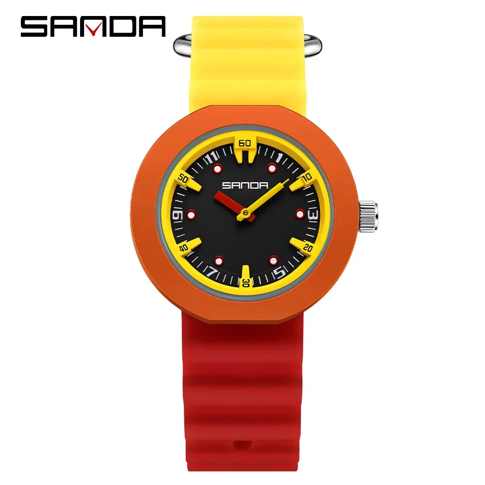 SANDA SD9108 Детские кварцевые часы с импортным механизмом, водонепроницаемые, со светящимся стереоскопическим диском, детские студенческие часы 2025
