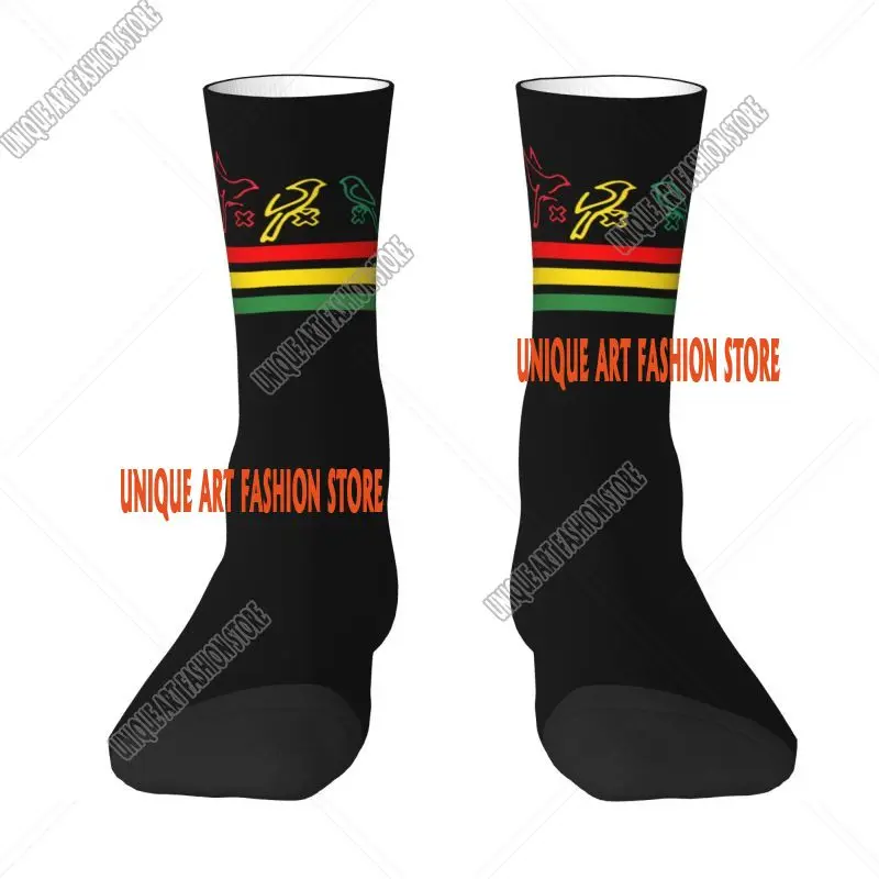 Fashion Mens Ajax Bob Marley Dress Socks Unisex Warm Breathbale 3D Print Amsterdam 3 Little Birds Crew Socks