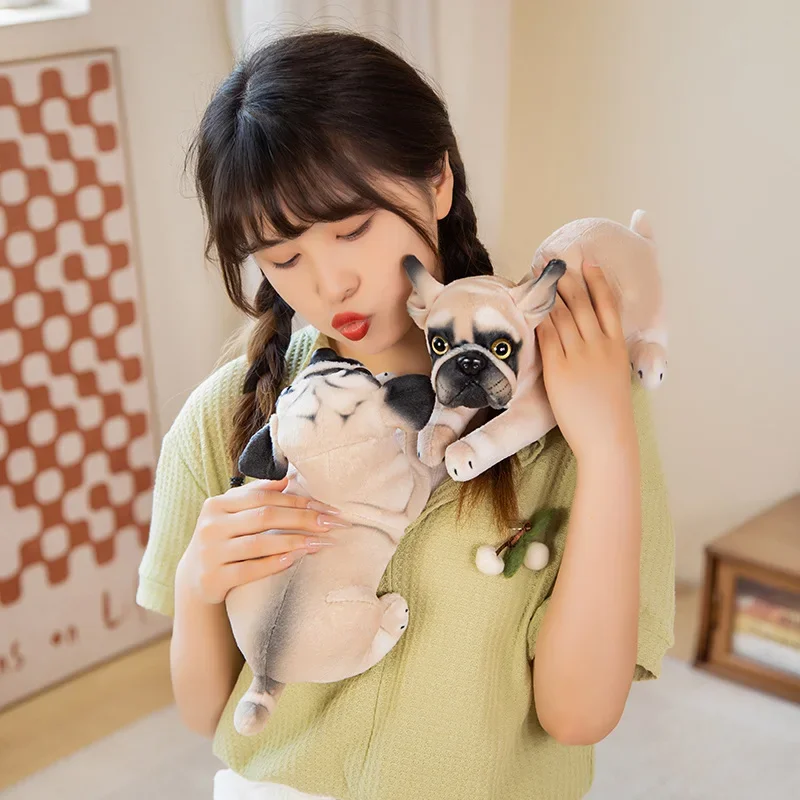 25cm Like Real Dog Doll Plush Toy Stuffed Bulldog Pug dog Husky Chihuahua Beagle Spotted doggy Lying Puppy Pet Plushie Kids Gift