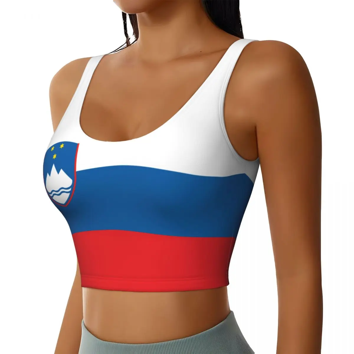 Yoga Vest Women Gym Sports Crop Tops Slovenia Flag Streetwear Workout Breathable Tank Top Female