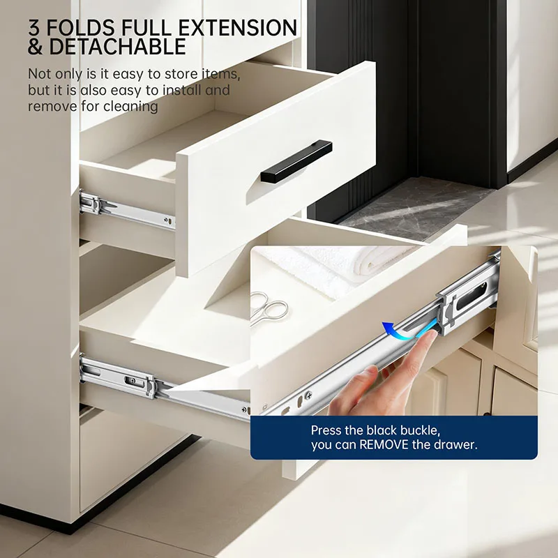 1 Pair Soft Close Drawer Slides Heavy Duty Side Mount 45kg Capacity Full Extension Ball Bearing Cabinet Glides For Kitchen