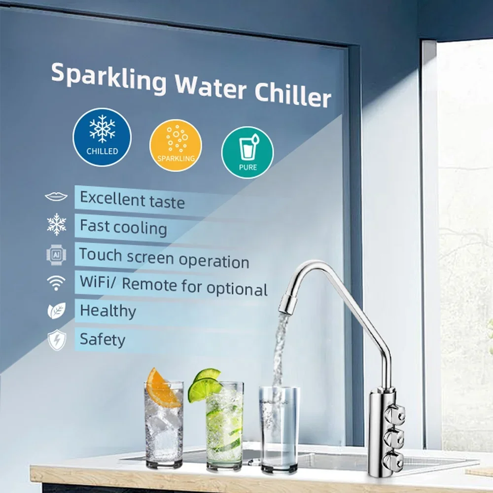 Under counter sparkling water chiller cooler carbonated soda water dispenser cold drink machine 3 in 1 tap