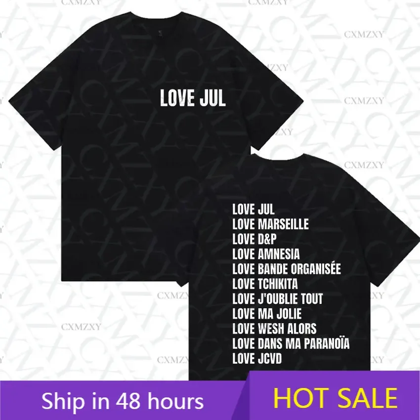 

Love Jul France Rapper Album Print T Shirt Men Women Vintage Fashion Short Sleeve T-shirts Casual Oversized Cotton T-shirt