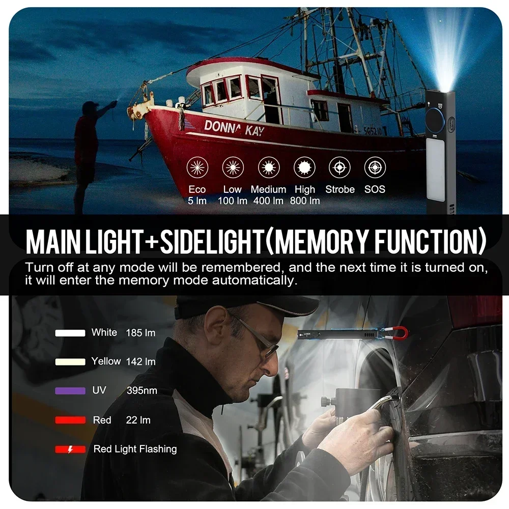 YC8001 1000LM مصباح يدوي EDC صغير، شعلة LED قابلة لإعادة الشحن مع مشبك قلم ومغناطيس وجرس، ضوء سلسلة مفاتيح للتخييم في حالات الطوارئ #4