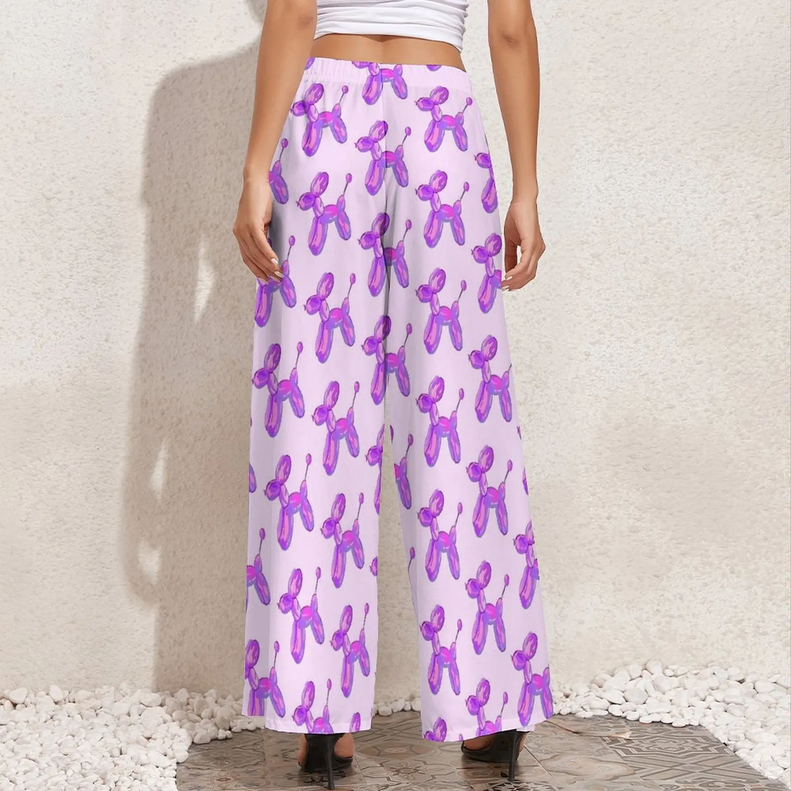 3d Purple Balloon Dogs Pants  Office Wide Pants Female Big Size Street Fashion Printed Straight Trousers