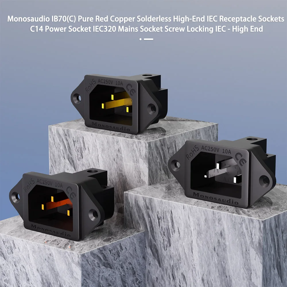 Monosaudio IB70 czysta miedź złota/rodowana bez lutowania gniazdo AC IEC wlot Hifi Audio Power C14 Power Sockett Jack