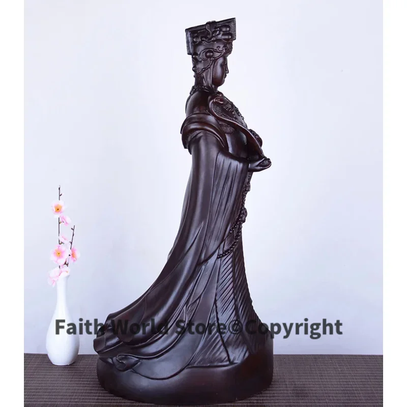 70cm Large HUGE high-quality HOME family living Room Shrine Sea Goddess Matsu MAZU bless Ebony Wood HAND carving art statue