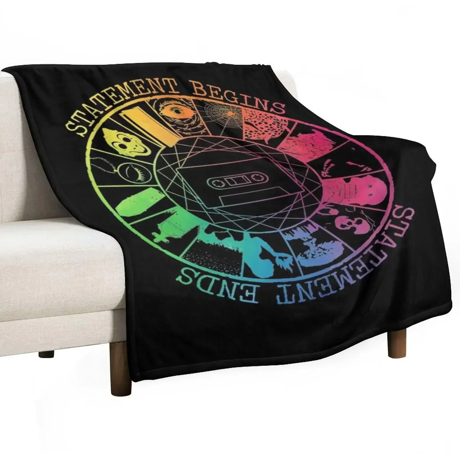 STATEMENT BEGINS OR STATEMENT ENDS RAINBOW COLOR Throw Blanket Heavy Retros Blankets