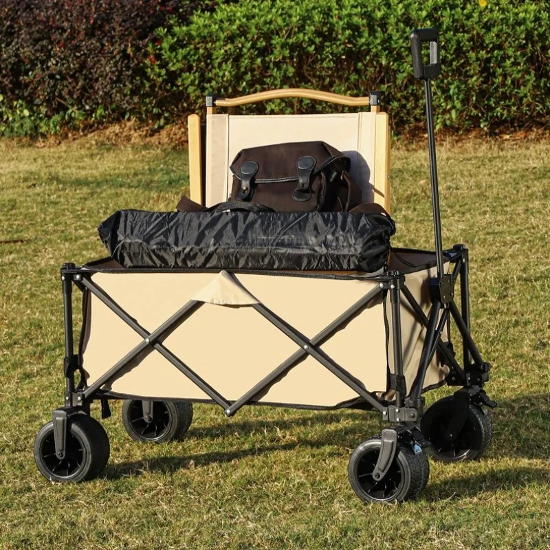 Carro Plegable Reforzado para Camping, Carrito Portátil Plegable, Carro de Mano para Jardín, Playa, Picnic, Carro Utilitario, Carro Strand