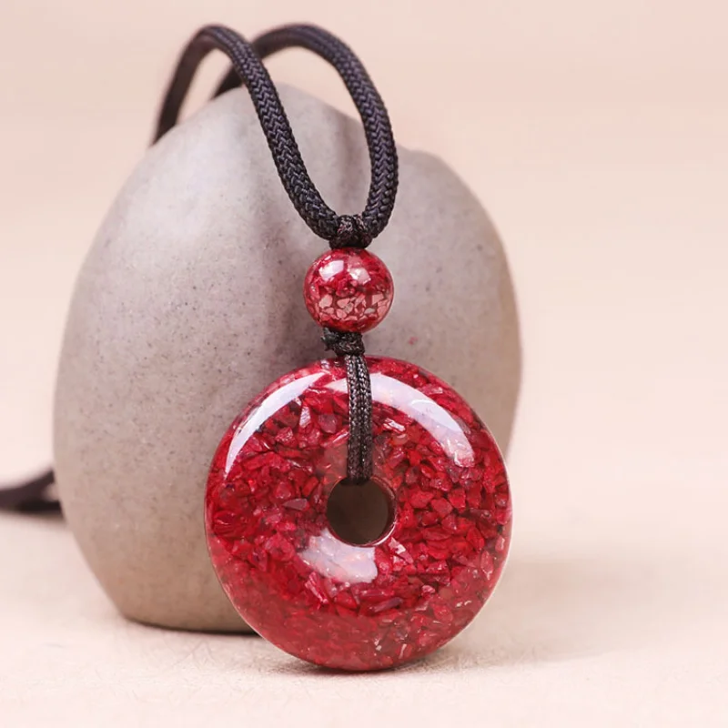 

Pendant Men and Women High Purity Fully Transparent Talisman Stone Button Necklace
