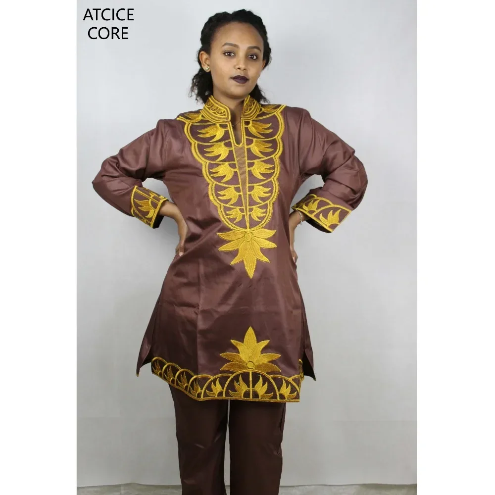 Vestidos africanos para mujer, tela africana Bazin Riche, diseño bordado, Vestido largo con corbata en la cabeza, ropa africana