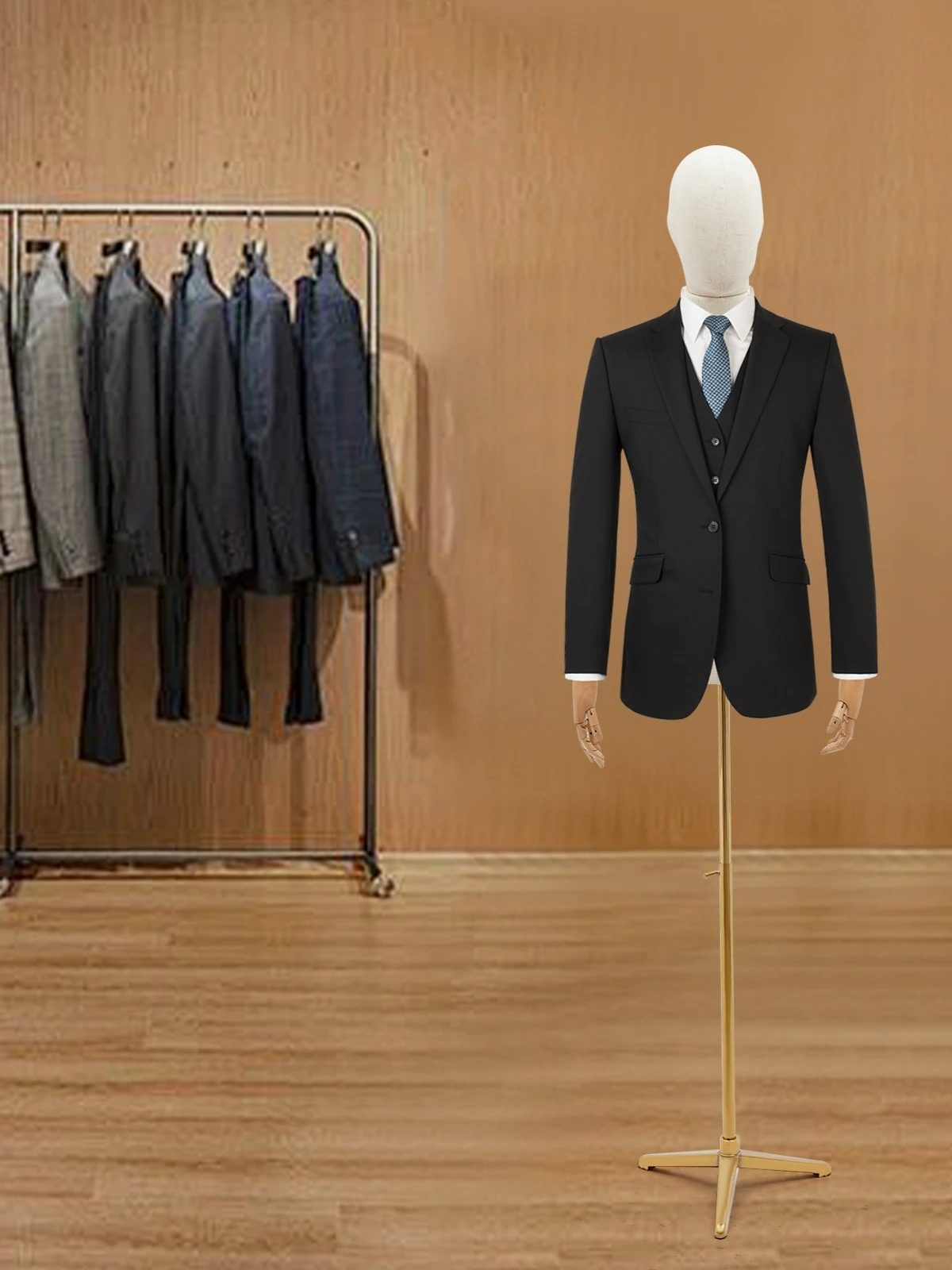 Halve Lichaam Mannequin Display Mannelijke Kledingpop Verstelbare Hoogte Handdraaibare Display Metalen Stand Kledingpop Houding Kledingpop ﻿ - afbeelding 2