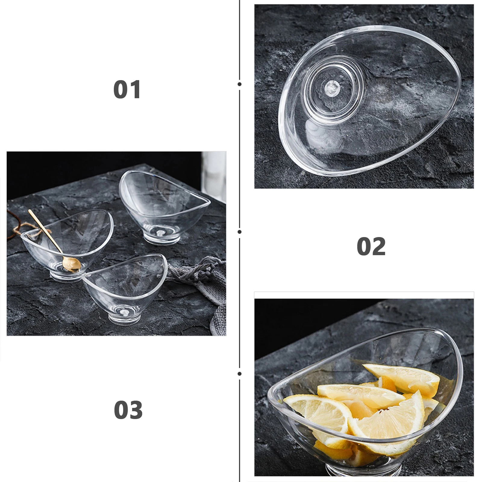 

4pcs Acrylic Ingot Bowls Clear Transparent Snack Fruit Salad Dessert Food Serving Bowls Lids Smooth Rim Craftsmanship Birthdays