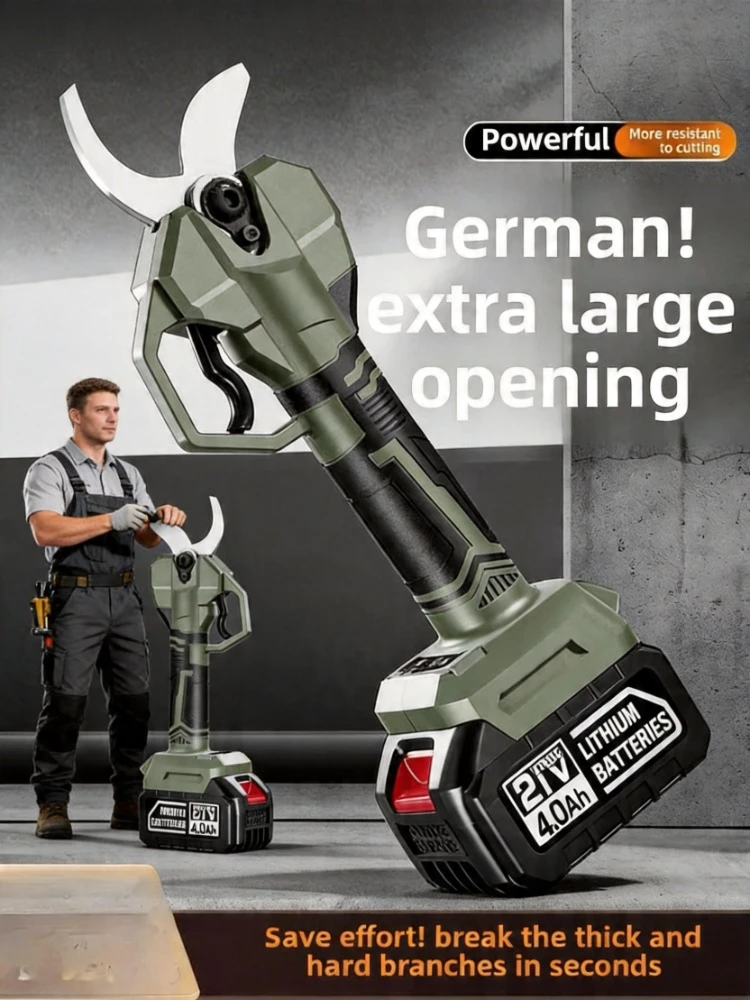 

Электрические секаторы с большим раскрытием лезвий, высокомощные, на литиевой батарее, беспроводные, для обрезки веток фруктовых деревьев