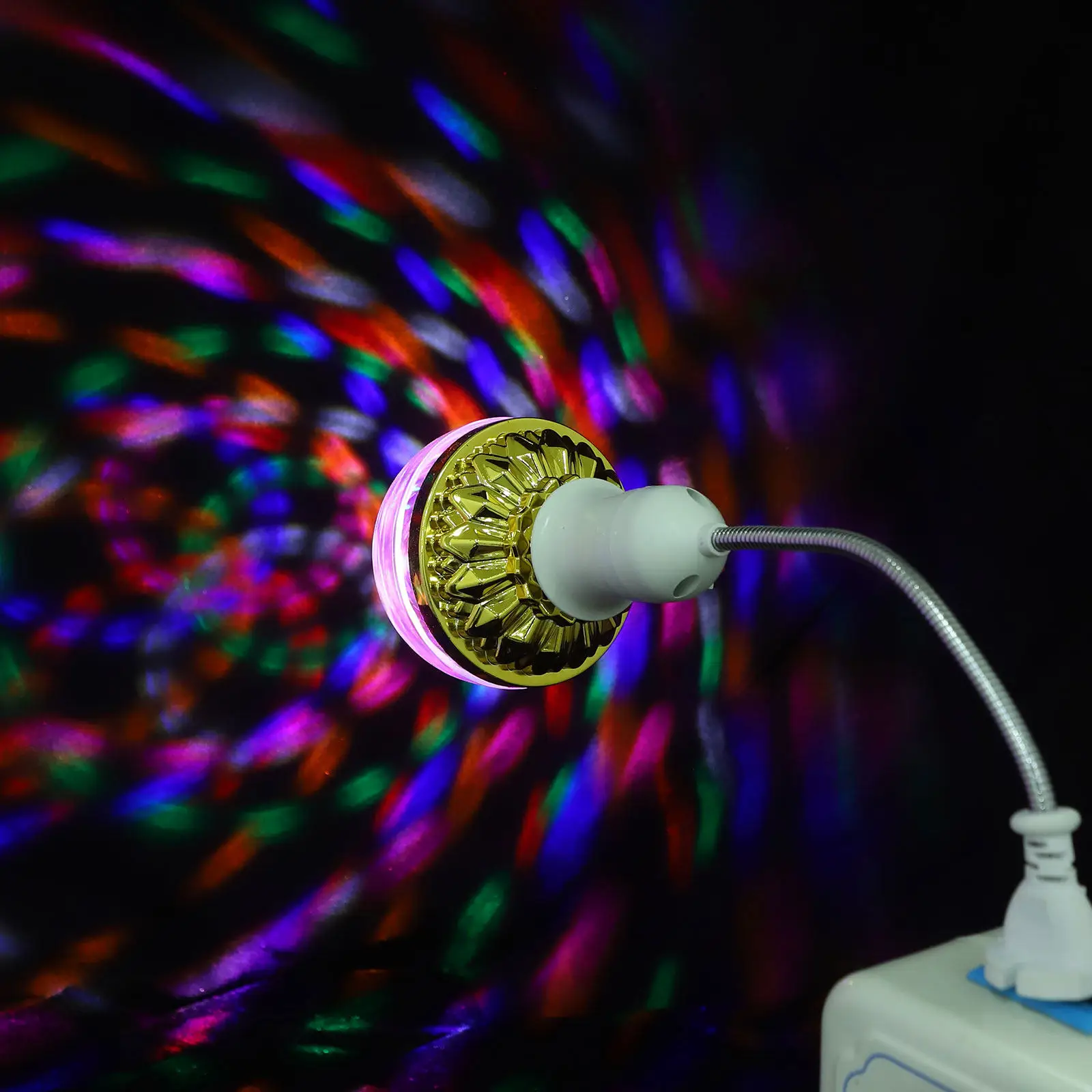 

2Sets Seven Color LED Disco Ball Light Plug in E27 Socket Rotating Party Ambient Light for Home Bar Entertainment