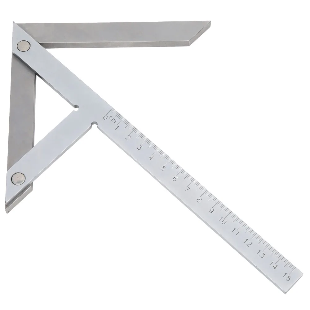 Durable Carbon steel Center Angle Gauge 45/90 Degree Silver Center Marker Ruler 150x130mm Angle Center Tool For Enthusiasts