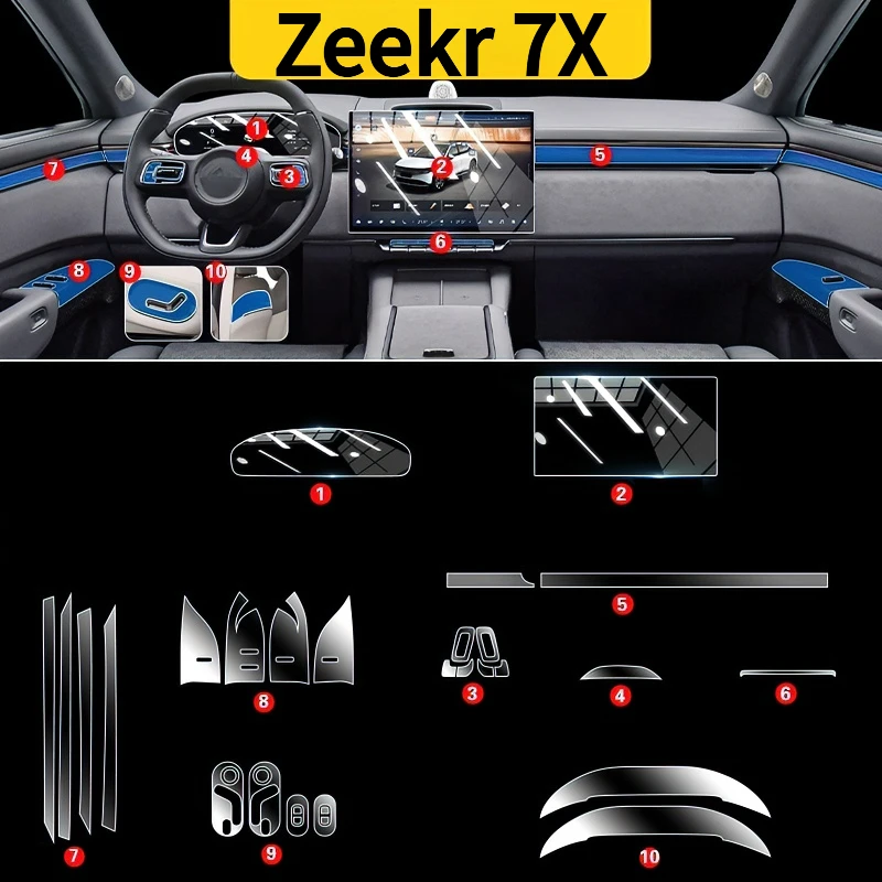 For Zeekr 7X 25models Interior Protection Dashboard Multimedia Navigation Transparent Scratch-Resistant Film Modification