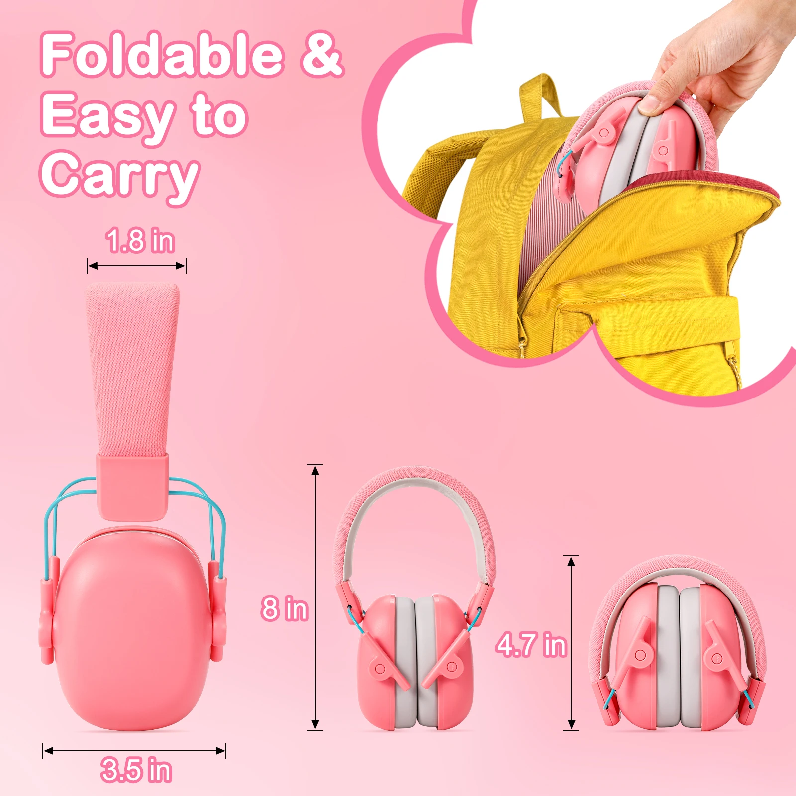 YHKEMA Noise Cancelling Headphones for Kids, SNR 27dB Safety Noise Reduction Ear Muffs for Autism Sensory &Concentration Aid