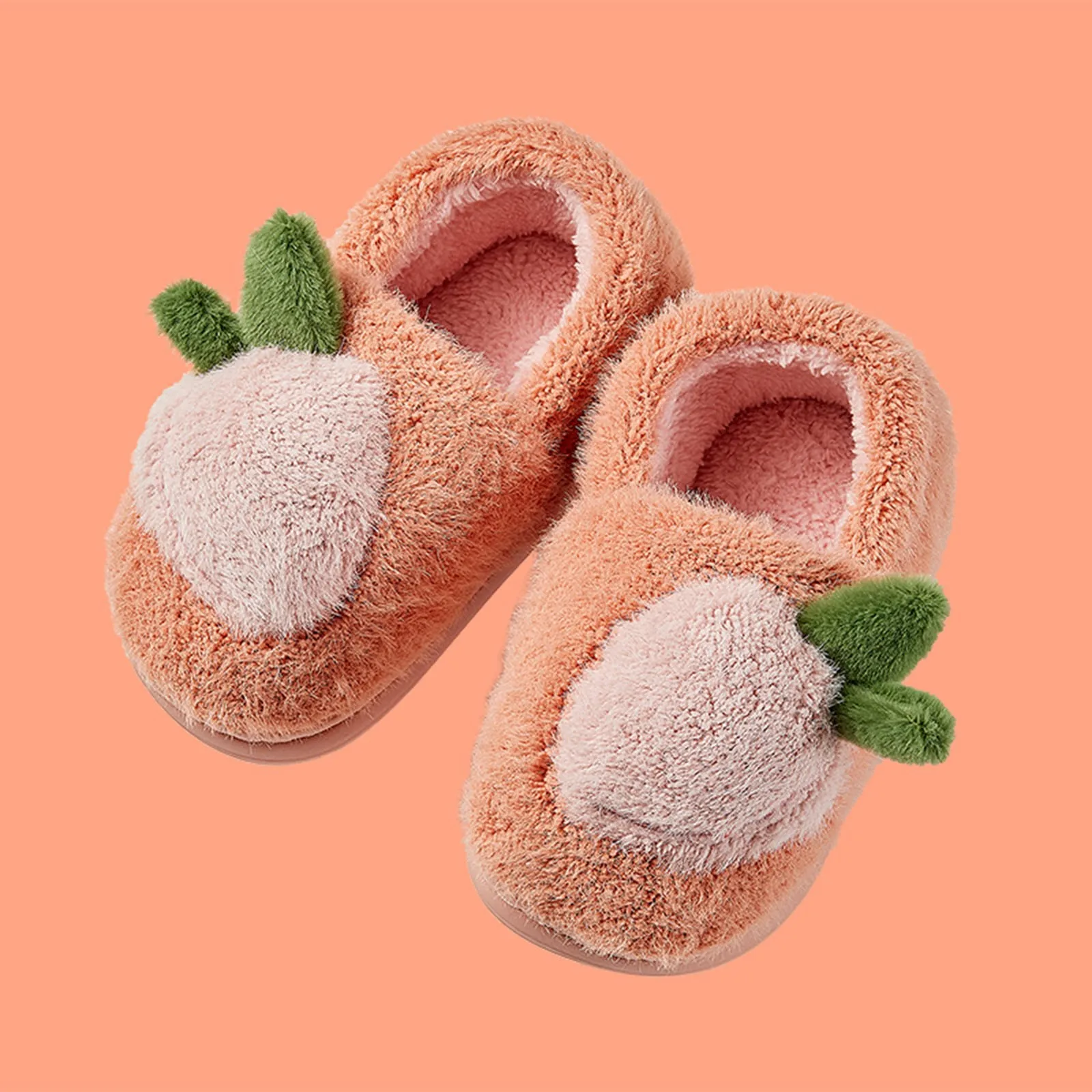 New Children Cotton Slippers Winter Kid Indoor Slippers Cute Fruit Home Plush Slippers Soft Sole Warm Winter Slippers Flat Shoes