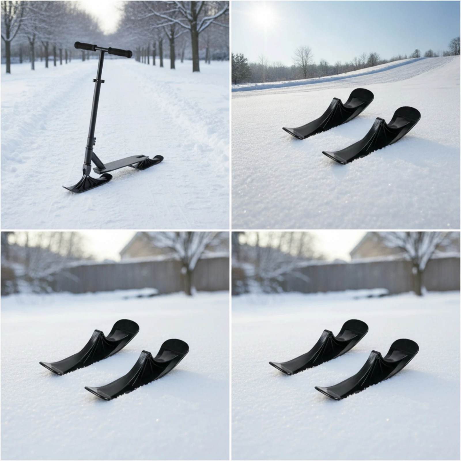 2 Pieces Curved Ski Scooter Adapter Lightweight Snow-Ski Scooter Conversion Attachment Replacement Parts Long-Lasting