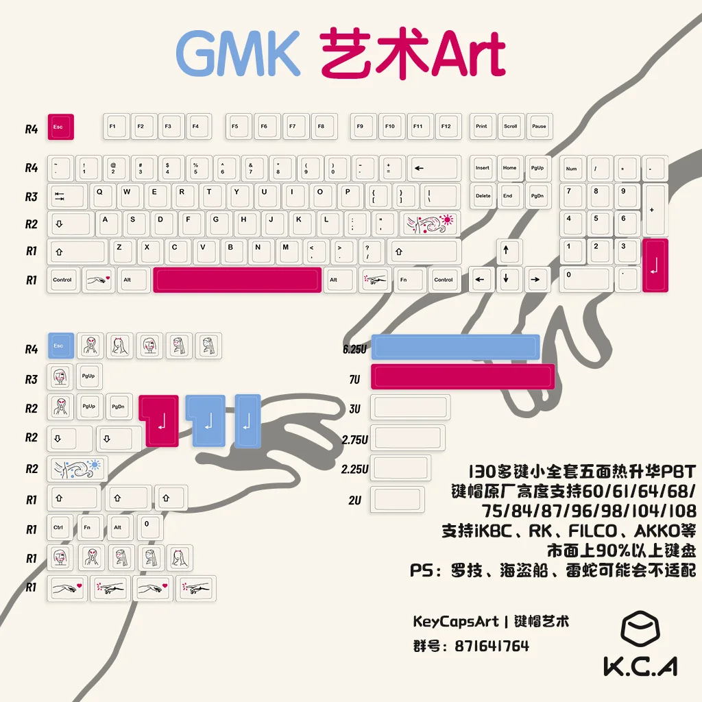 143キー-セットgmmkアートキーキャップpbt染料サブベッドキーキャップチェリープロファイルキーキャップキクラロン75-バーミロアンgh60-gk64-hhkb