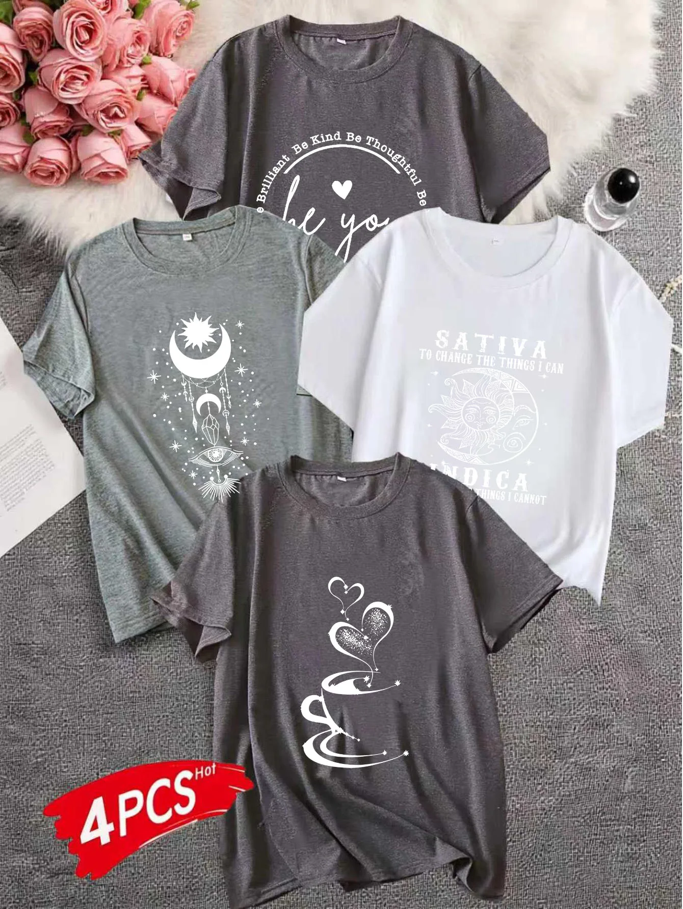 

(4 фото) Женская футболка больших размеров 1-7XL с принтом, круглым вырезом и короткими рукавами, удобный повседневный топ в европейском стиле