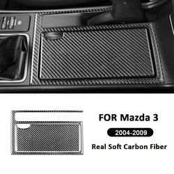 For Mazda 3 2004-2009 Carbon Fiber Car Center Storage Box Panel Water Cup Holder Trim Cover Decoration Sticker Auto Accessories