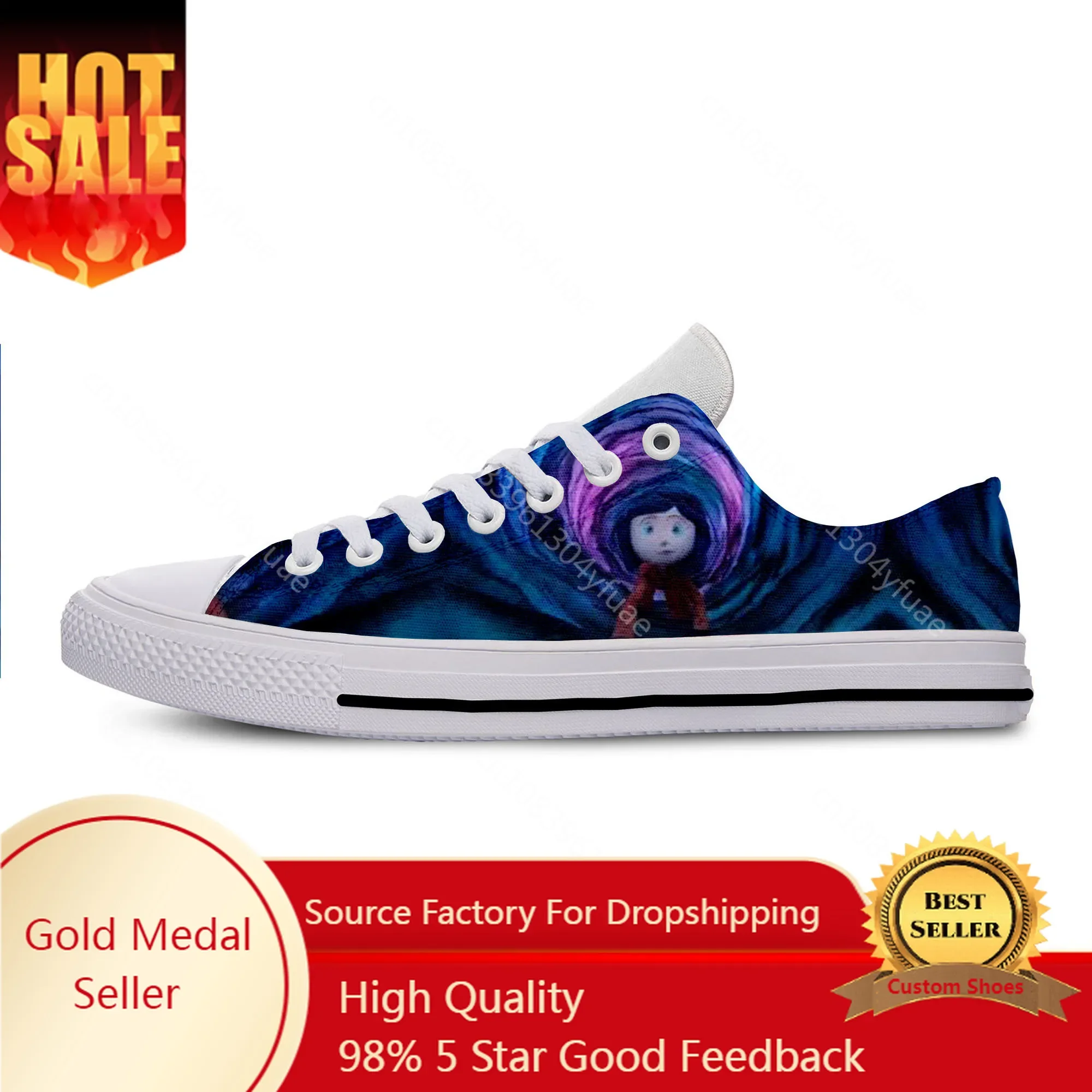 Hot Cool Fashion New Sneakers Handiness Casual Shoes Cartoon Cute Funny Men Women Coraline The Secret Door Low Top Board Shoes