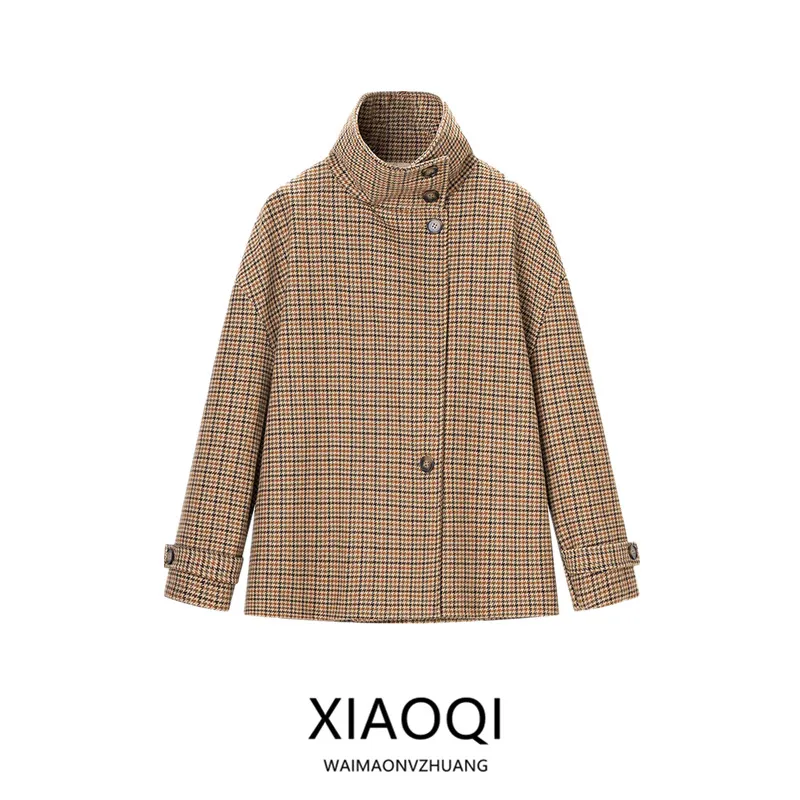 

Осенне-зимняя женская верхняя одежда свободного кроя Long Sve в клетку, универсальная верхняя одежда для поездок на работу, с застежкой на пуговицы