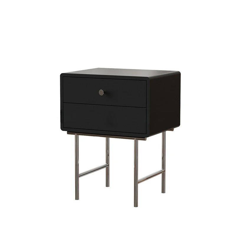 

Simple bedside table Modern bedroom Small apartment Internet celebrity ins wind small cabinet Black with pumping medieval
