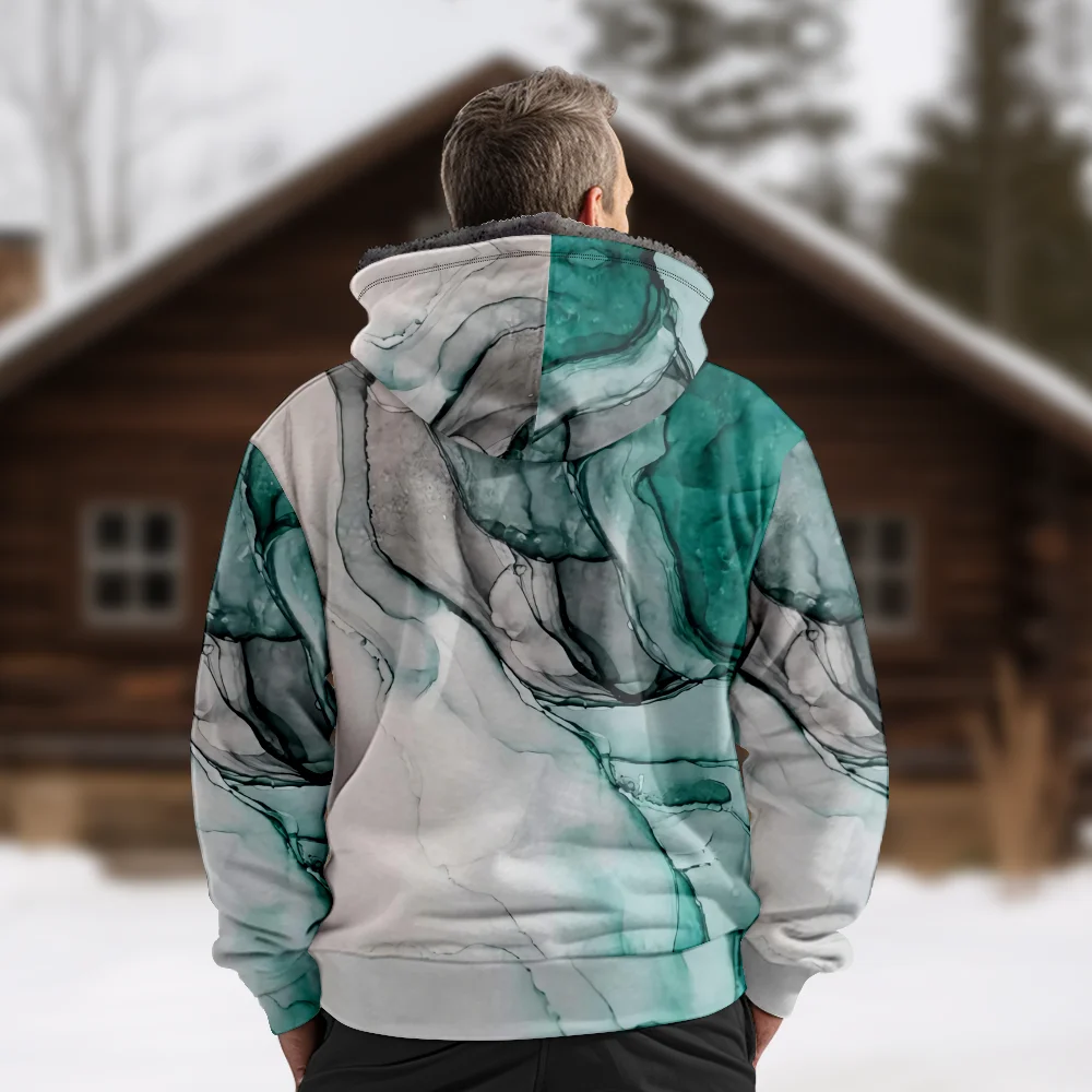 Men's Winter Jackets Coats,Tie Dye Pattern Cotton Clothes Overcoat Hooded-collar Dress Up Beach