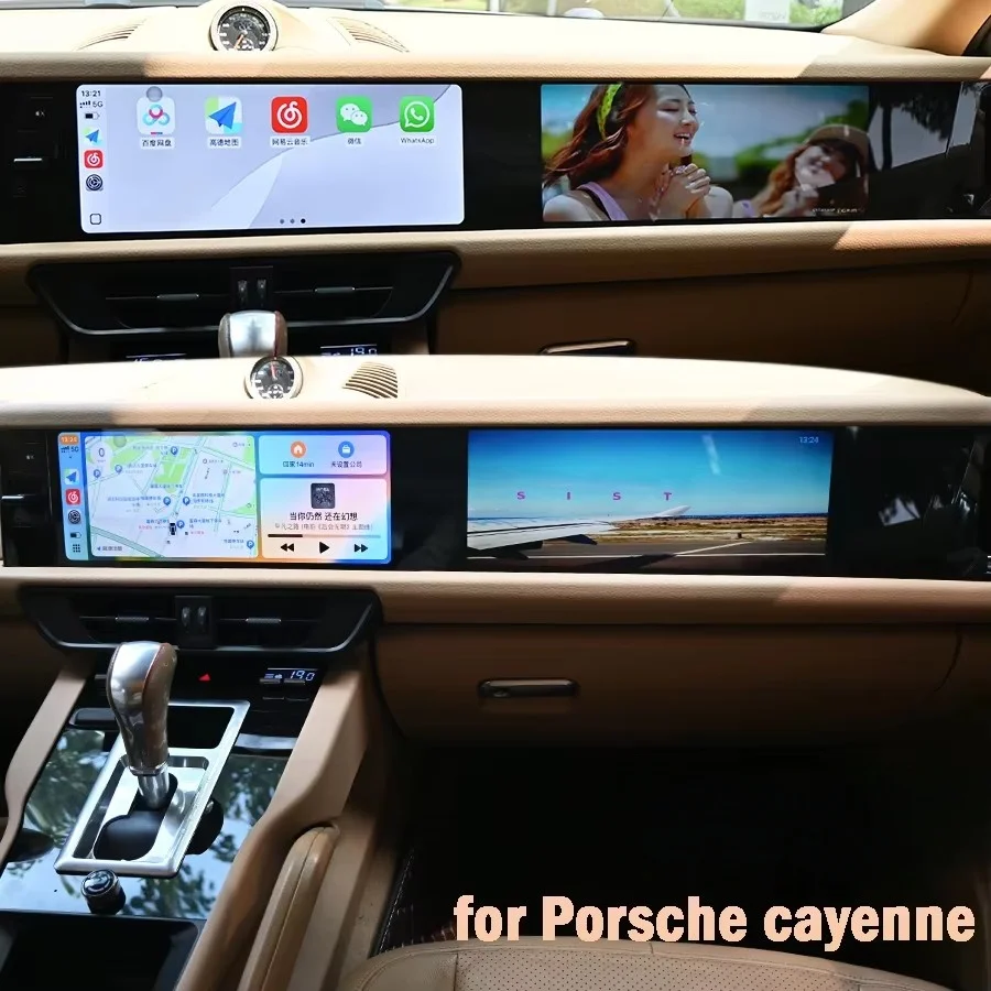 

12.3+12.3-дюймовый двойной экран RHD для Porsche Cayenne 2010-2016, улучшенный интерактивный мультимедийный видеоплеер с Android Auto и CarPlay