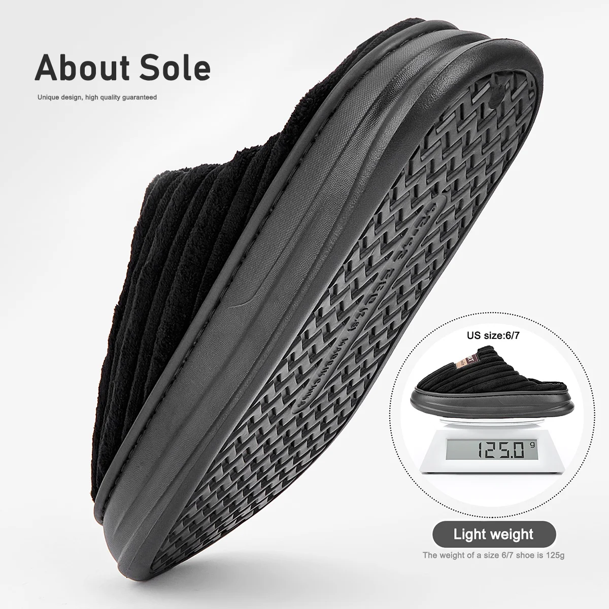 Winter men's striped suede slippers EVA sole platform anti slip memory foam cushion soft and warm indoor home shoes image 4