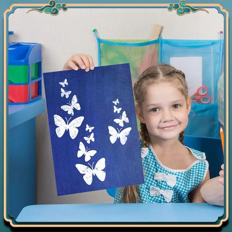 (New)-1Set Cyanotype Paper With 2 Sheet Acrylic Panel Sun Print Paper Kit, Activated Printing Art Paper Cyanotype Paper