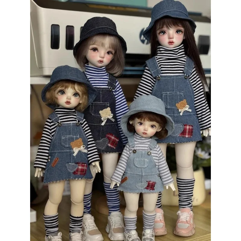 

BJD Doll Clothes For 1/4 1/5 1/6 MSD MDD YOSD Cowboy Skirt T-shirt Hat Socks Set Dolls Accessories (Only Clothes No Dolls)