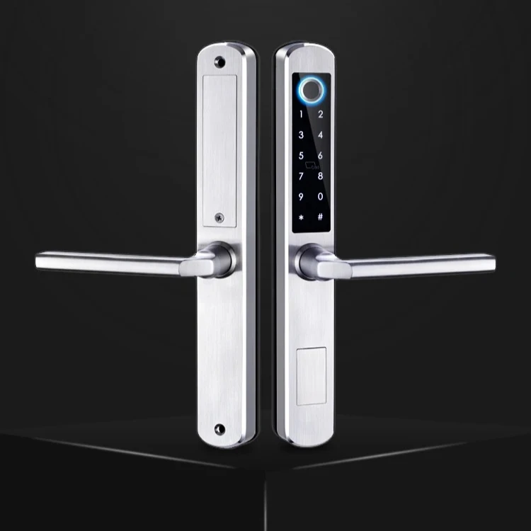 Stainless steel Waterproof biometric fingerprint door Lock electronic Smart door lock RFID Card lock For Aluminum Glass Door