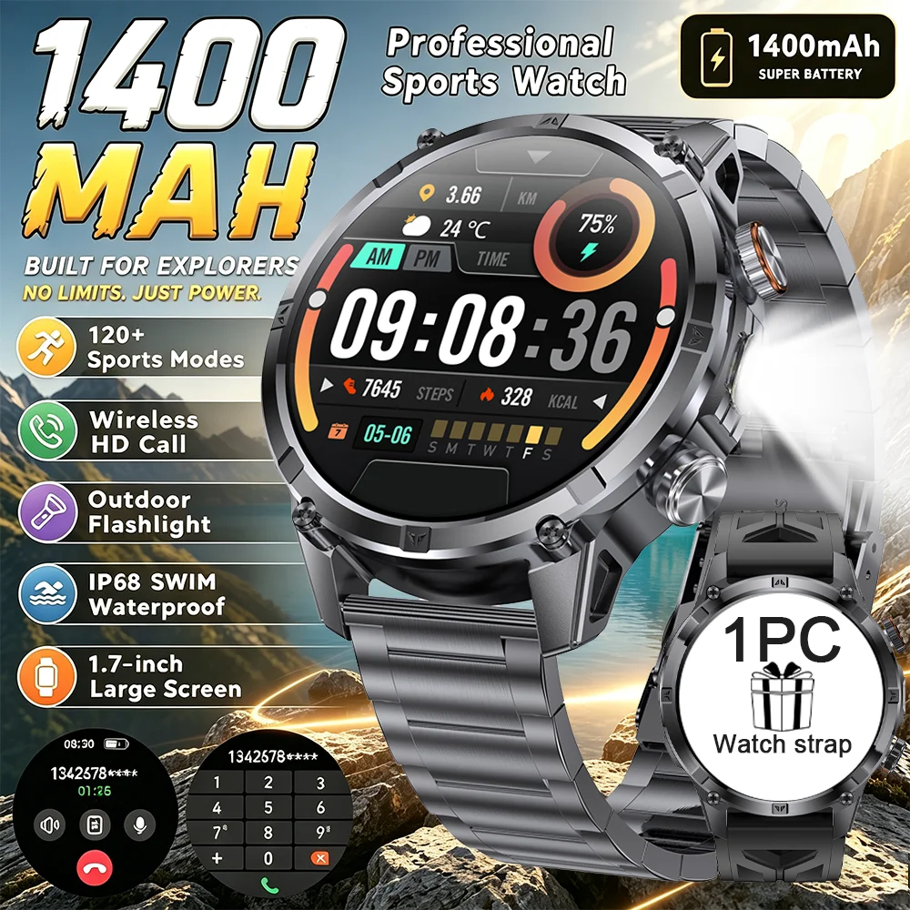 Outdoor Adventure Wear - 2026 Neue 1400mAh Smartwatch mit Ultra-Langzeit-Standby,