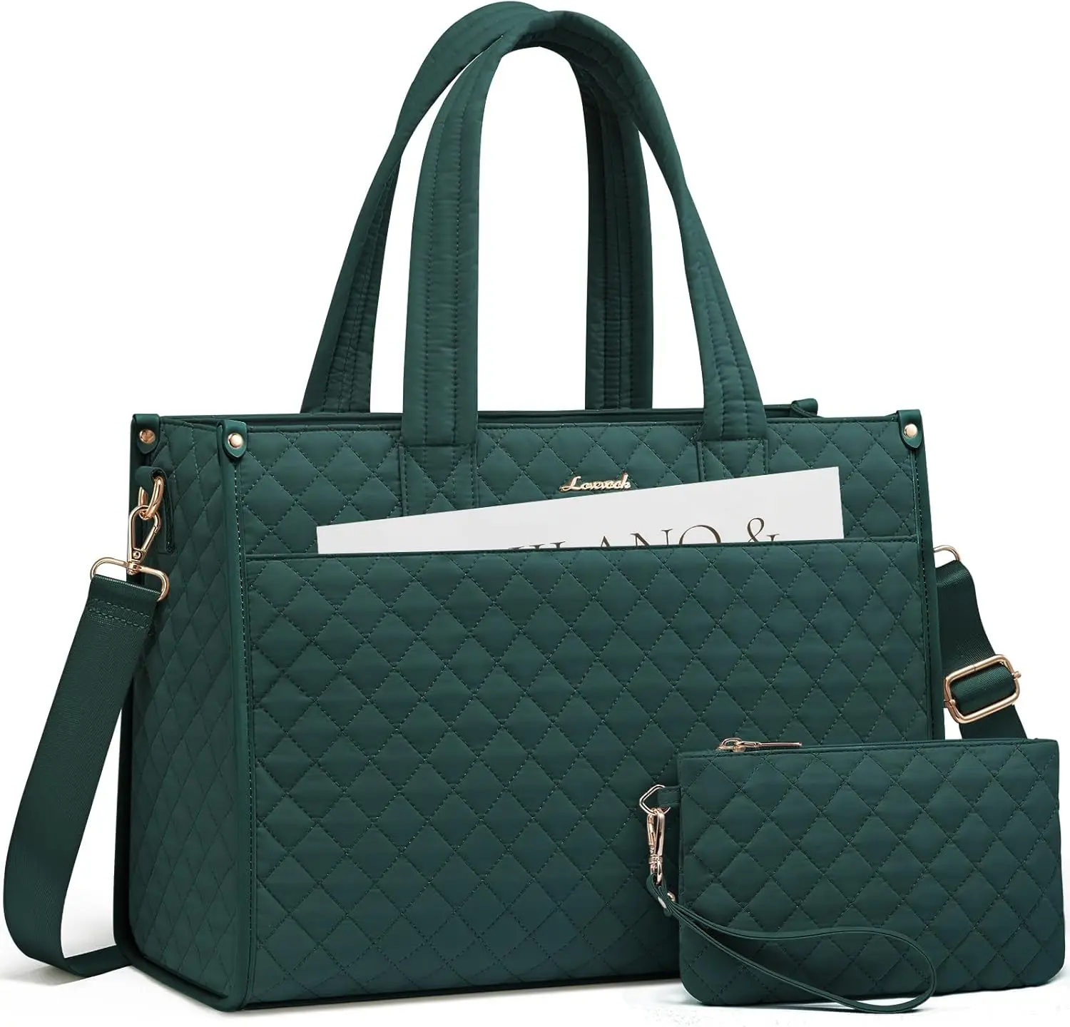 

Laptop Tote Bag for Women,Canvas Work Tote Bag for Women with Clutch Purse,15.6 Inch Computer