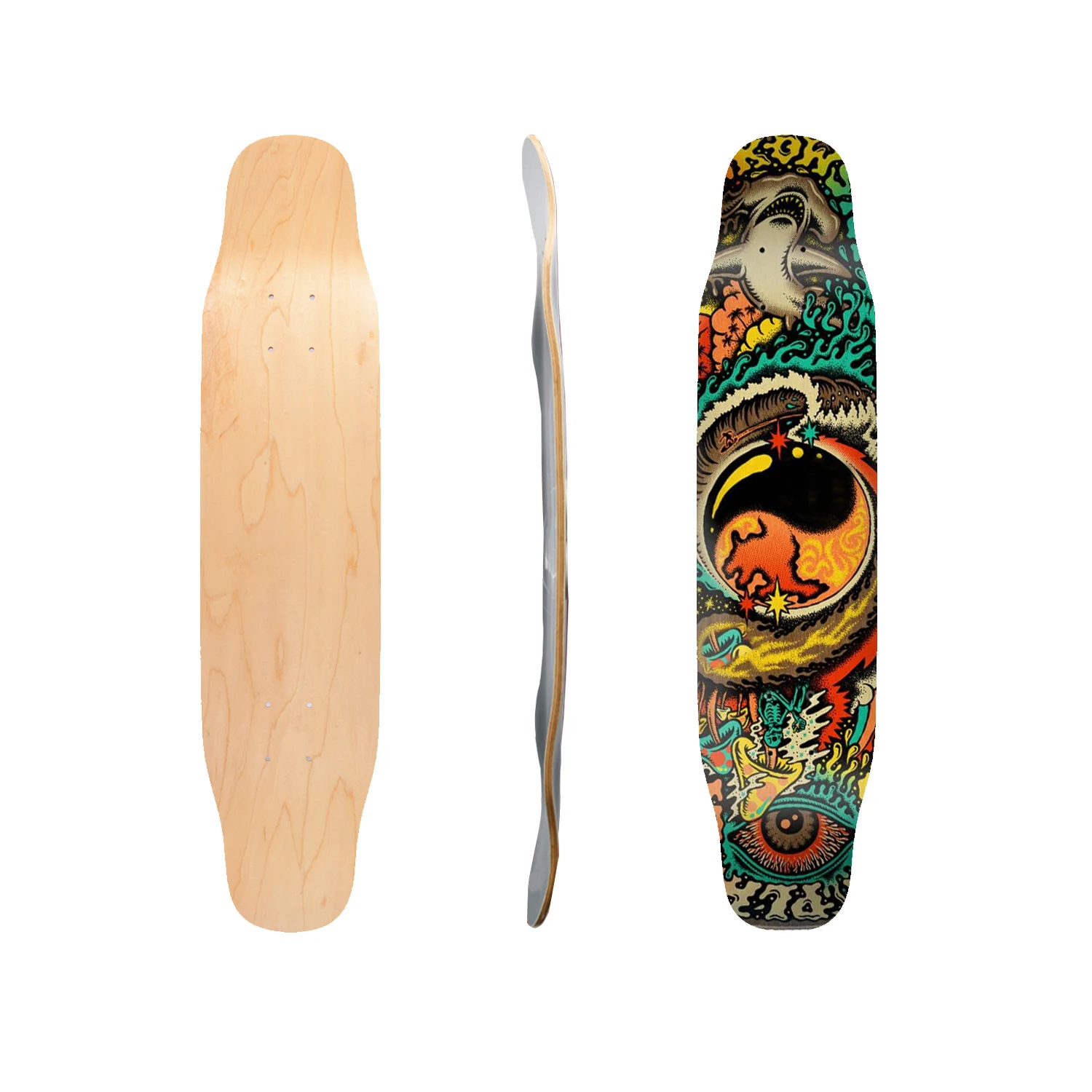 Dek Skateboard Longboard Skate Serat Karbon Kayu Kustom Gratis